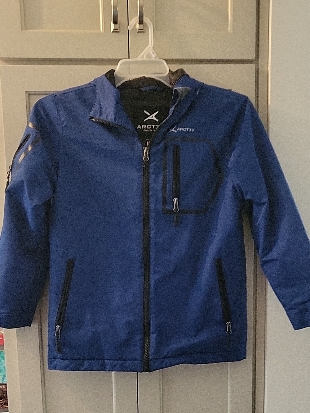 Arctix Kids Blue Hooded Waterproof Softshell Jacket, Sz. M.